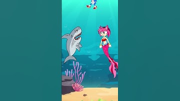 Nàng tiên cá Amy đã cứu Bé Sonic khỏi cá mập! #shorts #story #animation