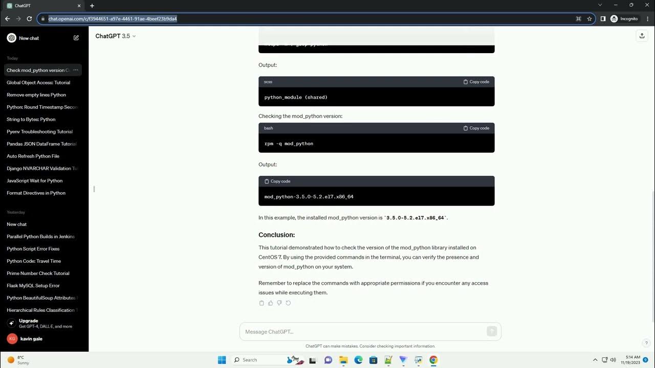 Checking mod python library version on centos7 youtube