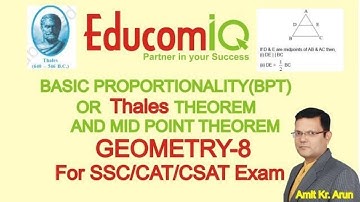 Geometry-Concept of Basic Proportionality BPT Mid point Theorem part-8