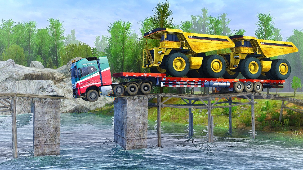 INSANE Heavy Truck Crossing a BROKEN Wooden Bridge! - YouTube