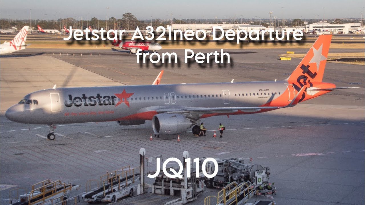 Jetstar Airbus A321neo Departure and Take-Off from Perth (JQ110)