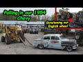 Pulling in my 1954 Chevy to see what parts we need to continue our build on it.