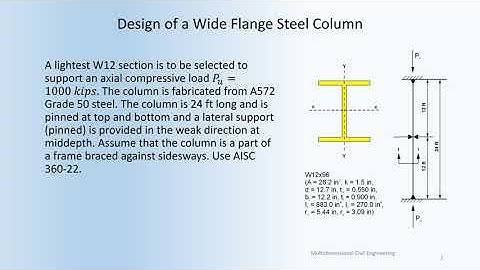 STDN101-104-201: Design a steel column for the given loads and conditions as per AISC 360-22.