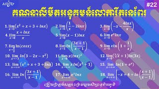 របៀបគណនាលីមីតអនុគមន៍លោការីតនេពែរ | How to evaluate limits of logarithmic functions