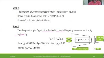 Module 4- Lecture 6.Numericals on Design of tension members