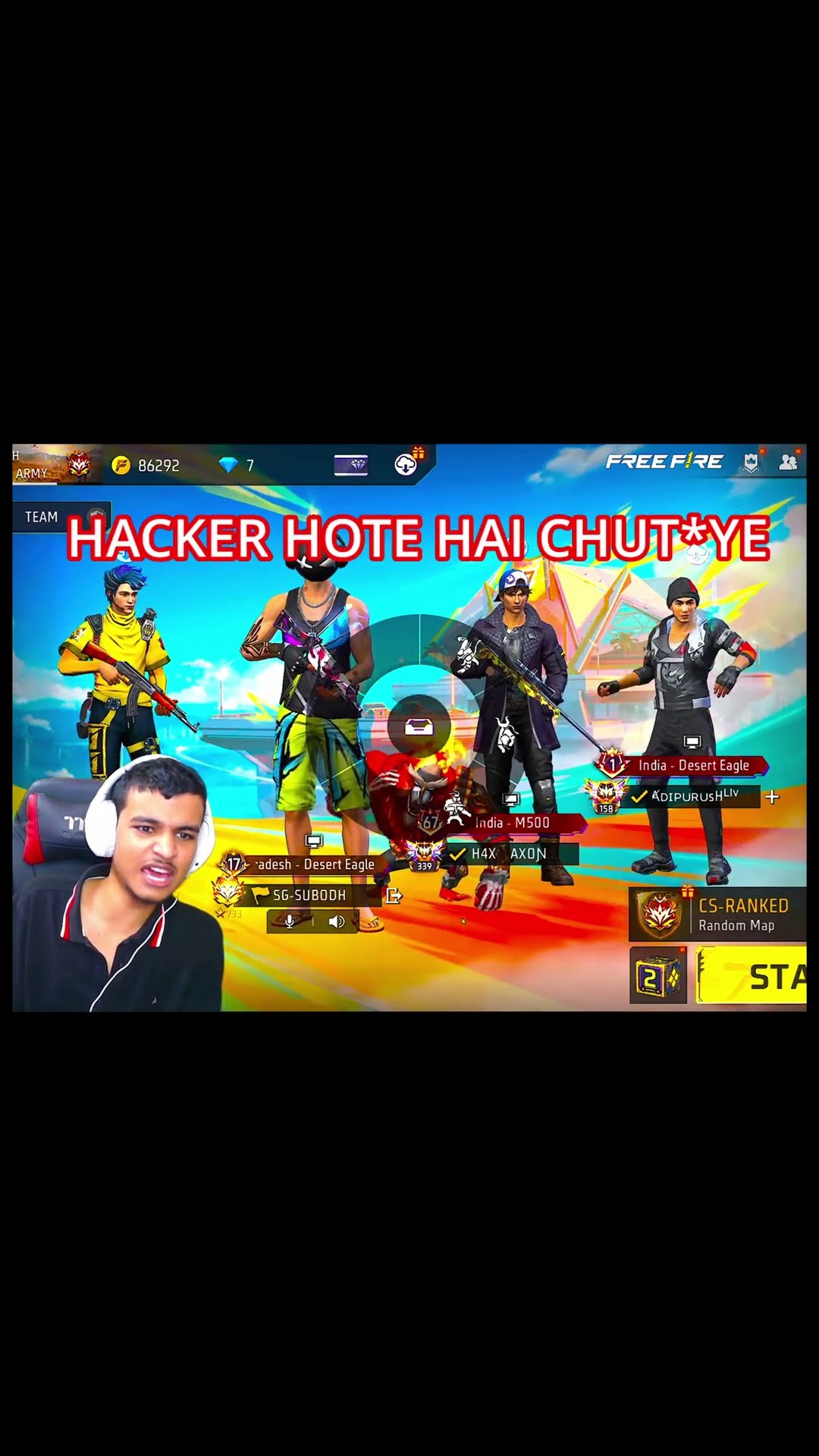 SUBODH SHOKED ?? TOP 1 IN 5 GUNS ? WORLD RECORD BY ADIPURUSH FF??#freefire #ytshorts #foryou