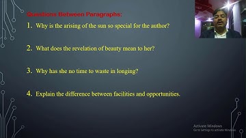 Class 9th English Unit 12 Three Days to See Questions and Answers