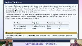 Information Week 7 (part 1) Constrained Optimisation and Arbitrage Detection News
