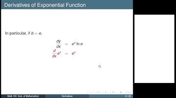[Math 100] Lec 13 Derivatives of Exponential Functions and Derivative as Slope of Tangent Line