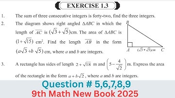 Class 9th Math New Book Exercise 1.3 Question 5,6,7,8,9-E.X 1.3 Q (5-9) 9 class Maths New Book Part2