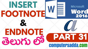 Ms-word 2016 in Telugu 31(Insert Footnote & Endnote) (www.computersadda.com)