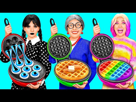 Wednesday vs Grandma Cooking Challenge | Funny Kitchen Hacks by BaRaDa Challenge