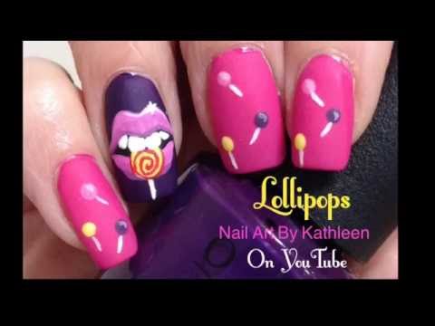 Lollipop Nails, Freehand Nail Art Tutorial 