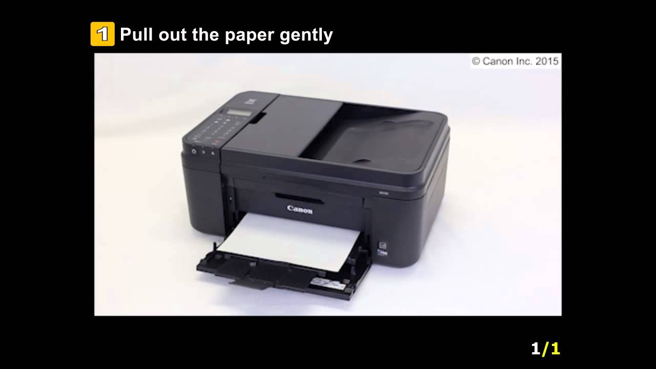 PIXMA MX490: Removing a jammed paper: from the paper output slot - YouTube