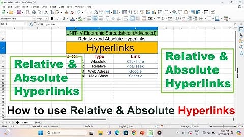 Hyperlinks - Absolute and Relative hyperlinks in LIBREOFFICE | MS EXCEL | CBSE | CLASS-X | IT