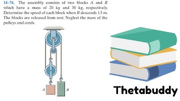 Dynamics 14-74| The assembly consists of two blocks A and B which have a mass of 20 kg and 30 kg