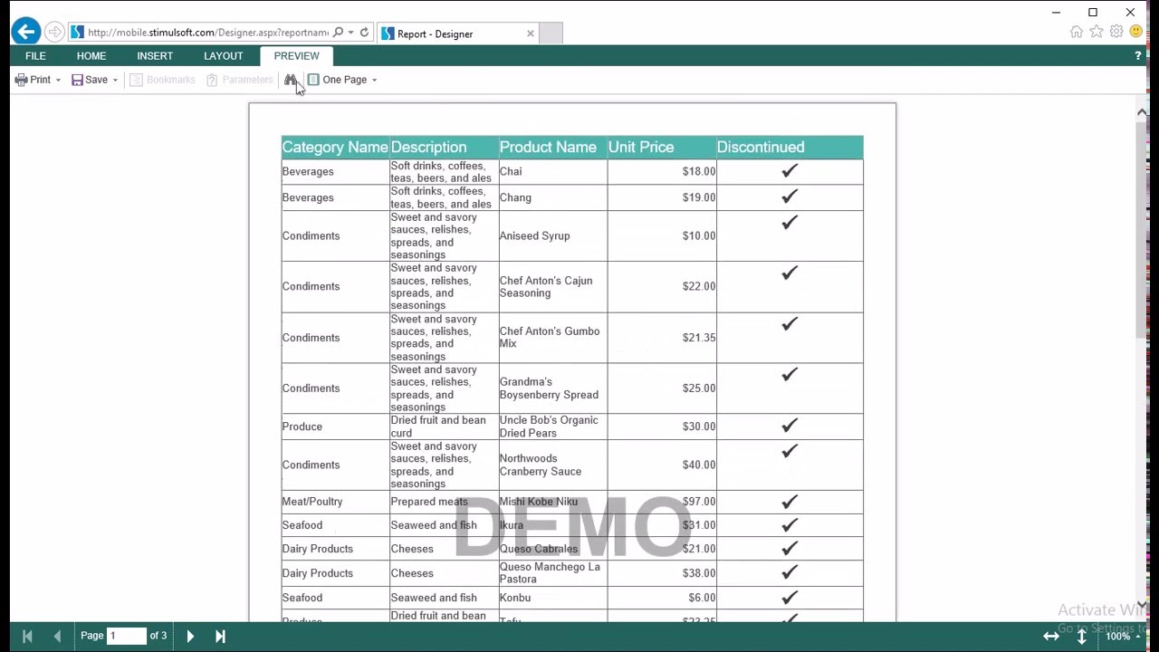 asp net reporting tool table in report web designer shot on reporting tools