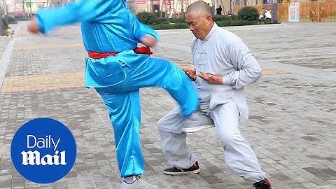 Kung Fu master shows the art of being painfully hit in the crotch - Daily Mail