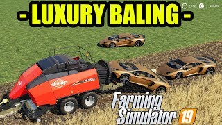 Farming Simulator 19 [ LUXURY CAR BALING \& LAMBORGHINI AVENTADOR SPEED TEST ]