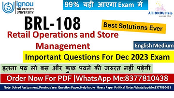 BRL-108 Retail Operations and Store Management/Important Questions For Exam/BBARIL in Retailing