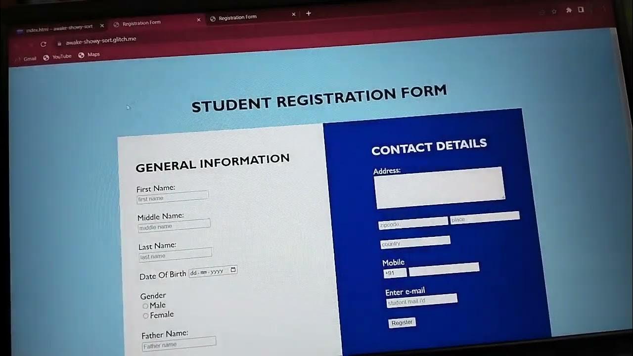 HOW TO CREATE STUDENT REGISTRATION FORM USING HTML AND CSS - YouTube