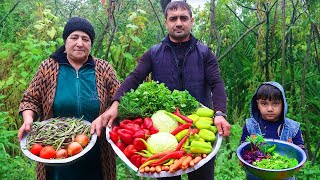 قرية الاسترخاء أذربيجان | الجدة تطبخ في طبيعة القرية