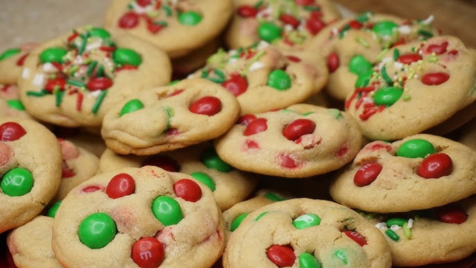 Christmas M&M Cookies - Crunchy Creamy Sweet