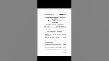 MEVE-015  | IGNOU  | MSc.Env.  | June 2023  | Previous year Question Paper   | MEVE15 June 2023