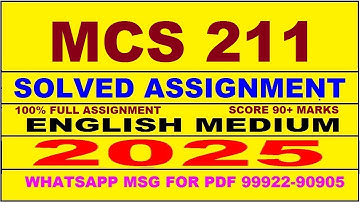 mcs 211 solved assignment 2025 | mcs 211 solved assignment in english 2025 | mcs 211 2024-25