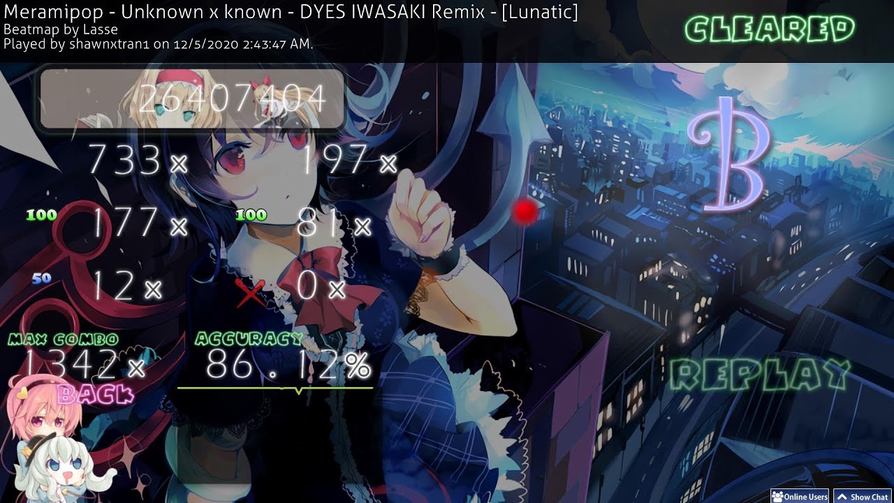osu! ~ Meramipop - Unknown x known - DYES IWASAKI Remix - [Lunatic]