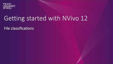 NVivo 12: File classifications