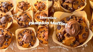 Chocolate Pumpkin Muffins 🧡 bake with me