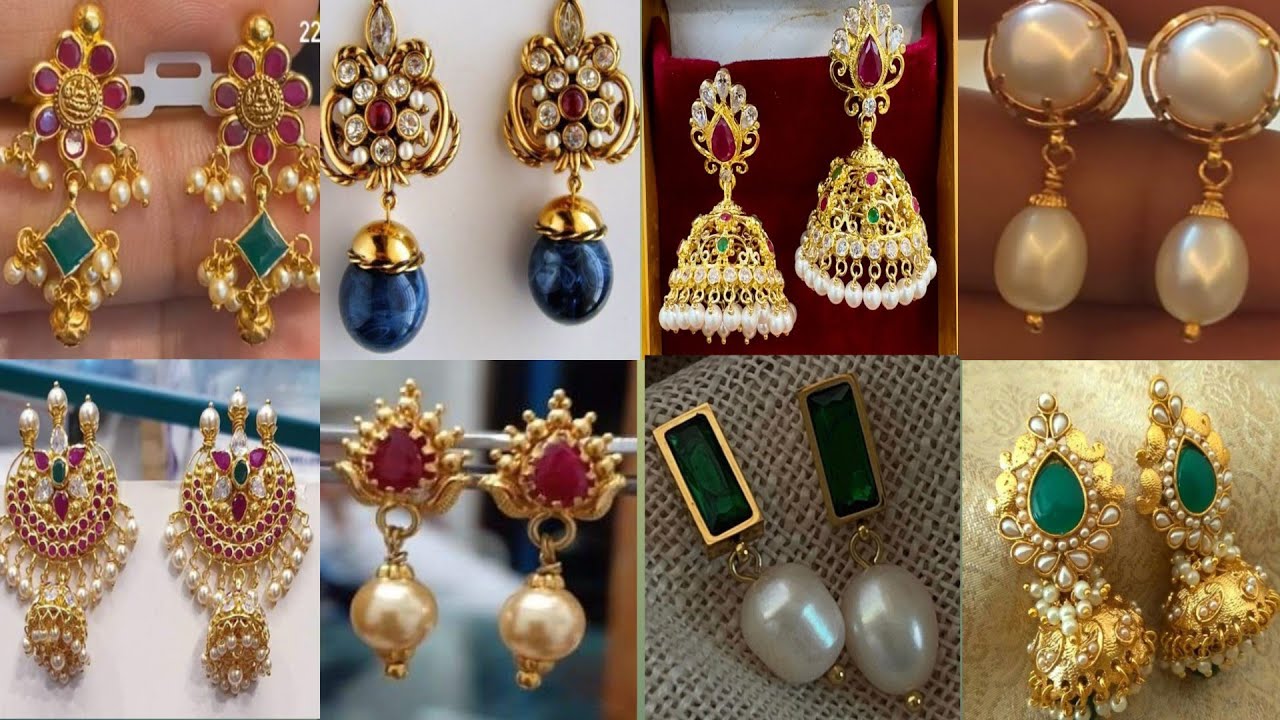 Latest beautiful gold Earrings designs ideas/gold stud jhumka earrings /top 50+earrings models