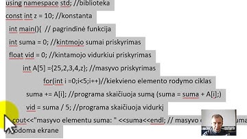 C++ pamoka. Veiksmai su Masyvu (suma, vidurkis, max, min, rikiuoti)