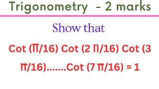 Show that Cot Cot 2 Cot 3 Cot 7 1 EAG
