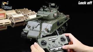 RTR 1/16 RC Tank Sherman M4A3E8 IR BB Barrel Elevation Smoking Metal Chassis Tracks Road  TH26378