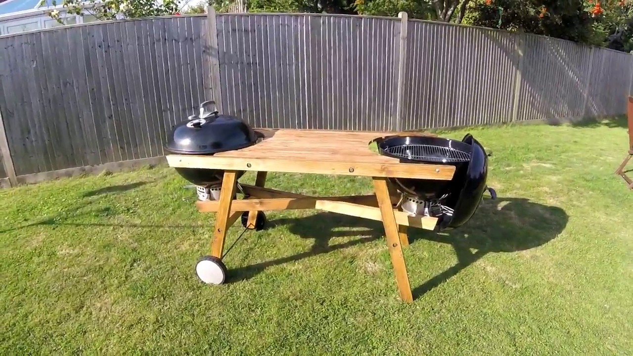 Upgraded the old weber kettle with a grill table build! : r