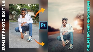 Sunset photo manipulation tutorial | Photoshop background change photo editing - Amit editz