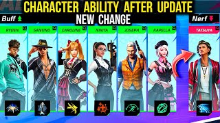 Character Ability Change After Update - Tatsuya, Santino, Joseph & More | Free Fire New Update
