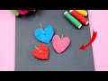 Easy heart making using thread - Embroidery flower making trick  - diy craft - thread heart