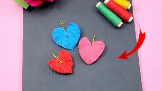 Easy heart making using thread - Embroidery flower making trick  - diy craft - thread heart