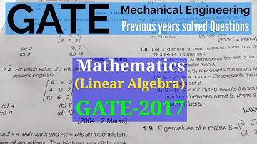 GATE Mechanical previous year solved Paper| Linear Algebra-Mathematics| GATE-2017| #achievegate
