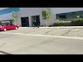 Labrador puppy practicing back and forth on sidewalk