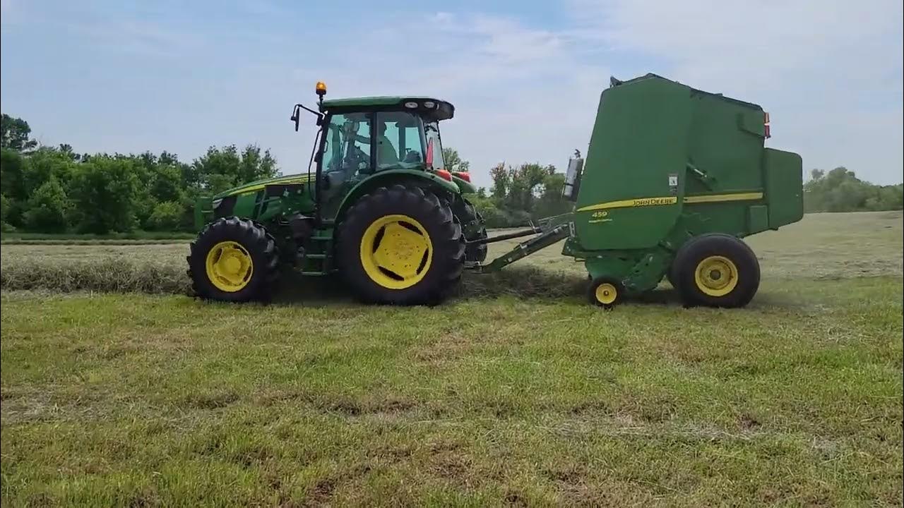 John Deere Tractors Cutting, Tedding, Raking, Baling Hay - YouTube