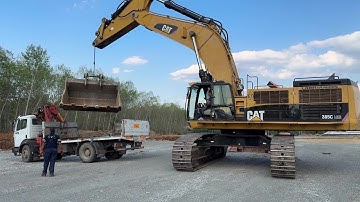Transporting The Caterpillar 385C Excavator & Fitting The Bucket - Sotiriadis/Labrianidis Mining 4k