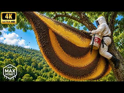 Don't Look Down! The Most Dangerous Wild Honey Harvest on a 100-Meter Tree Using Traditional Skills
