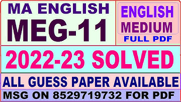 meg 11 solved assignment 2022-23 / meg 11 solved assignment / ignou ma english 2022-23