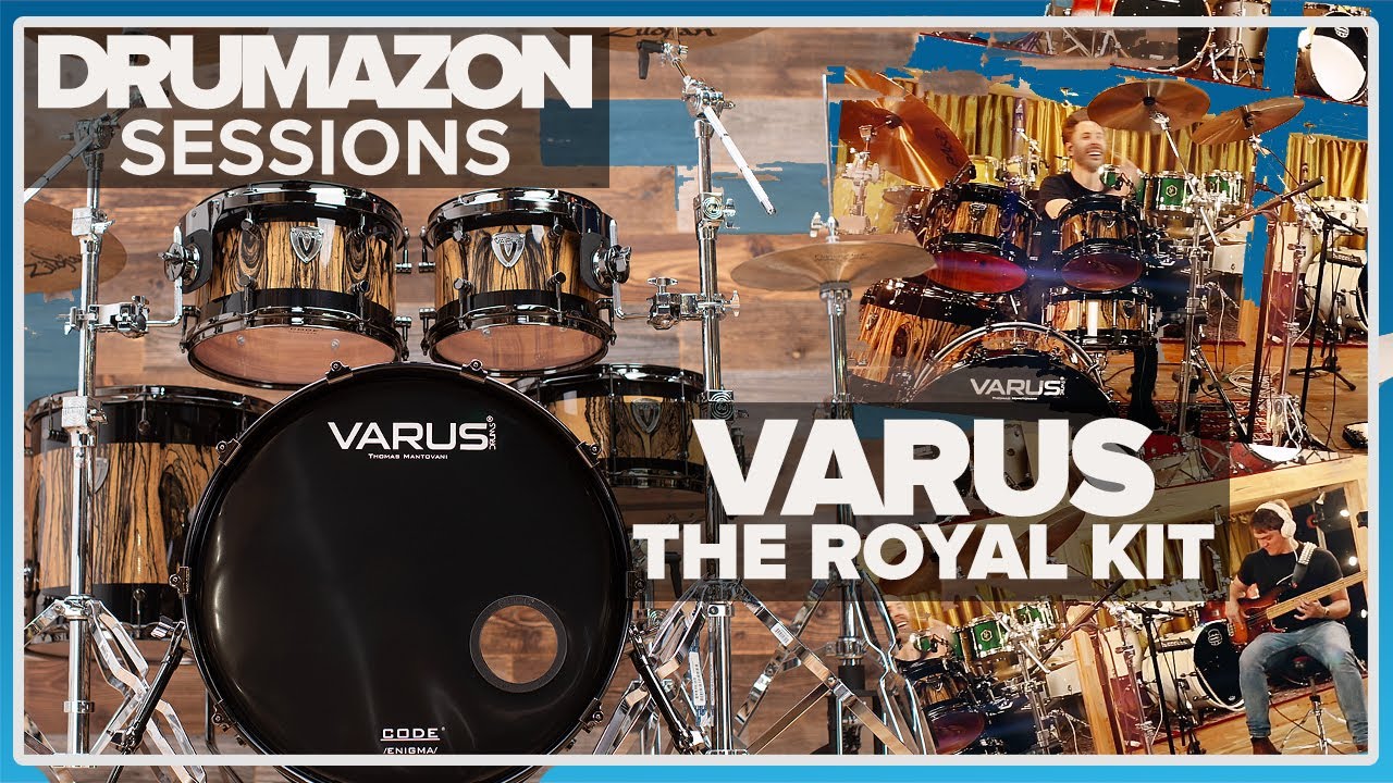 Varus Drums Custom Deluxe Drum Kit, Mahogany & Royal Ebony Shells, Demo
