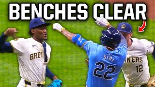 Benches clear in Brewers-Rays game after manager loses his mind, a breakdown image