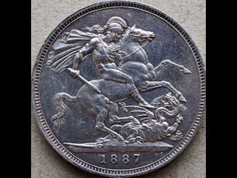 10枚 英国 イギリス 1977年 ブリティッシュ クラウン  1887 G.Britain Crown イギリス クラウン 銀貨 - YouTube